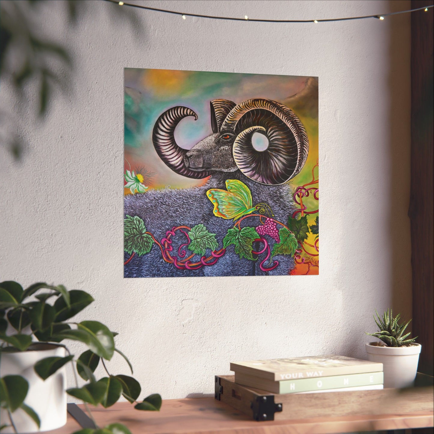 Ram and Butterfly Unframed Matte Poster