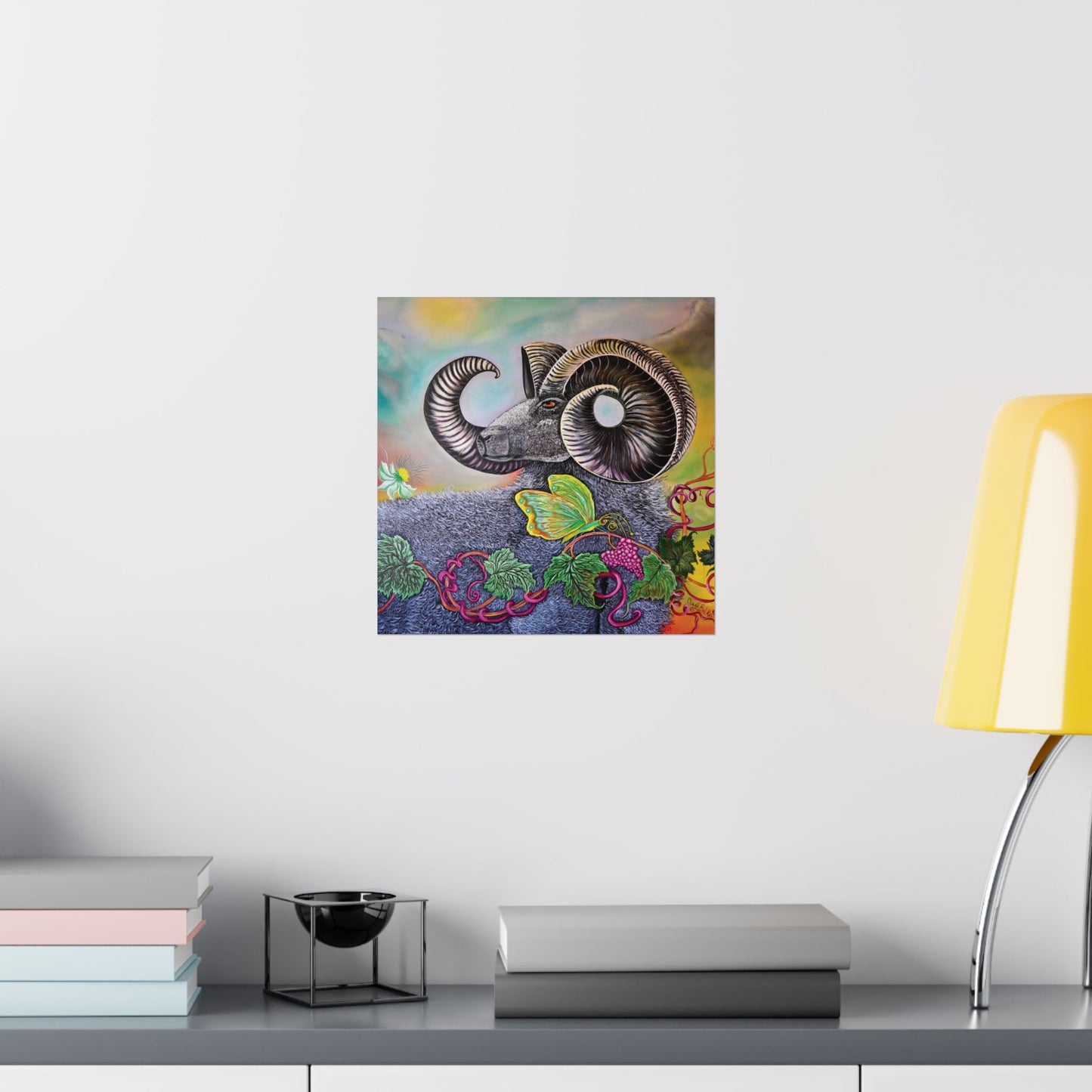 Ram and Butterfly Unframed Matte Poster
