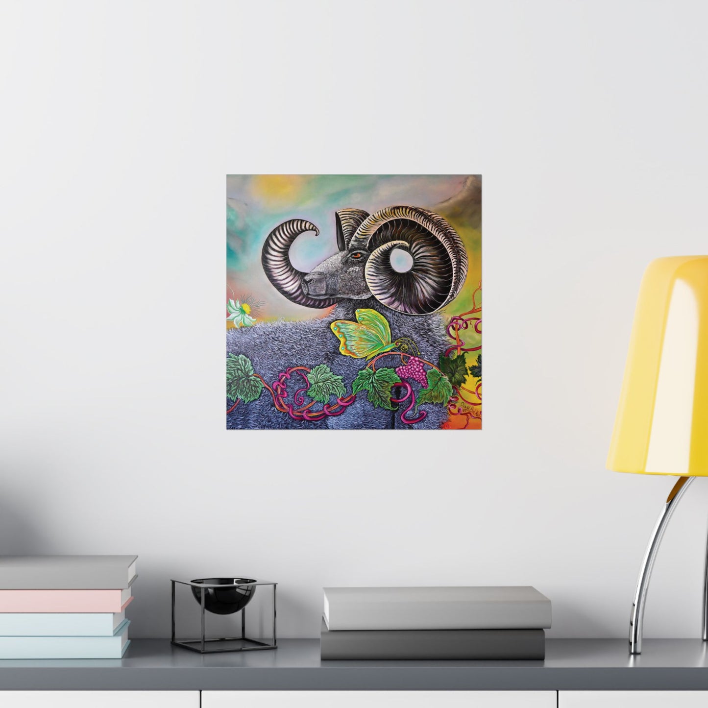 Ram and Butterfly Unframed Matte Poster
