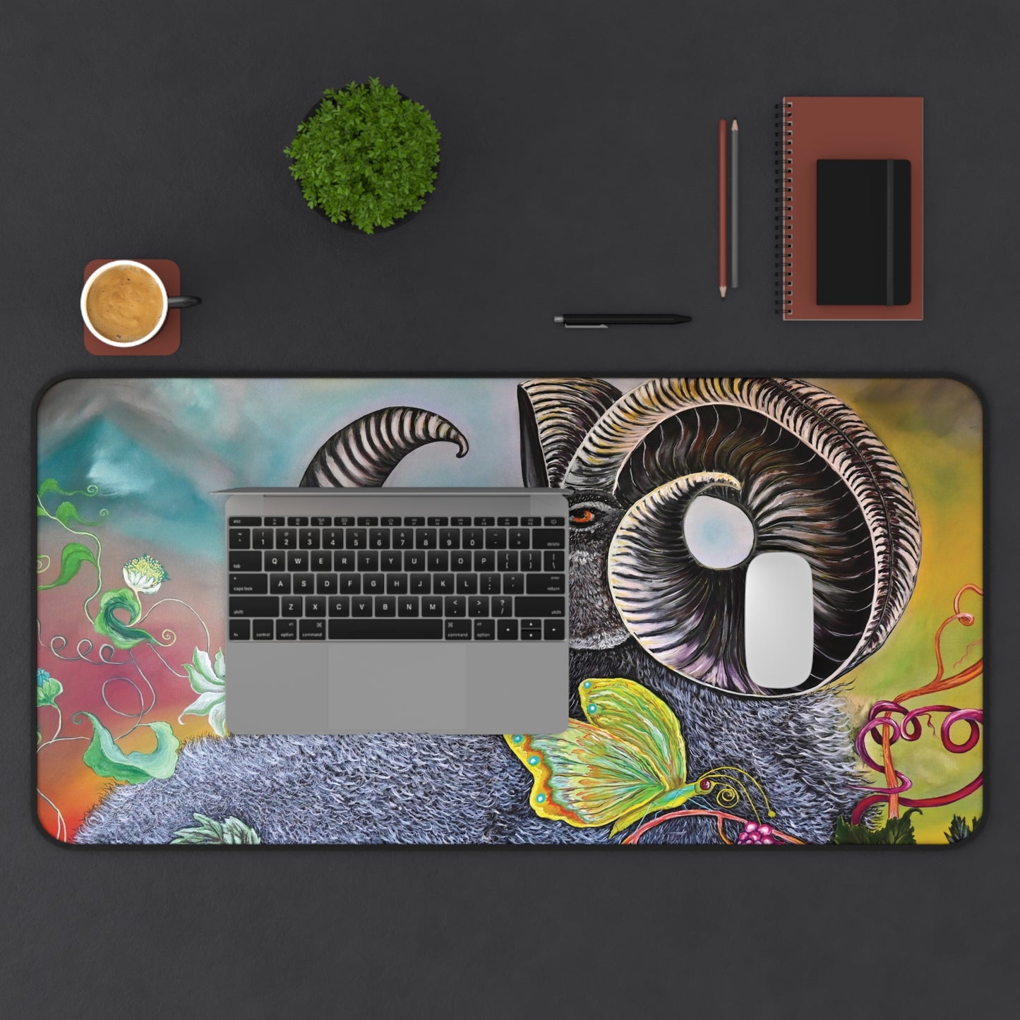 Desk Mat - Ram and Butterfly Design