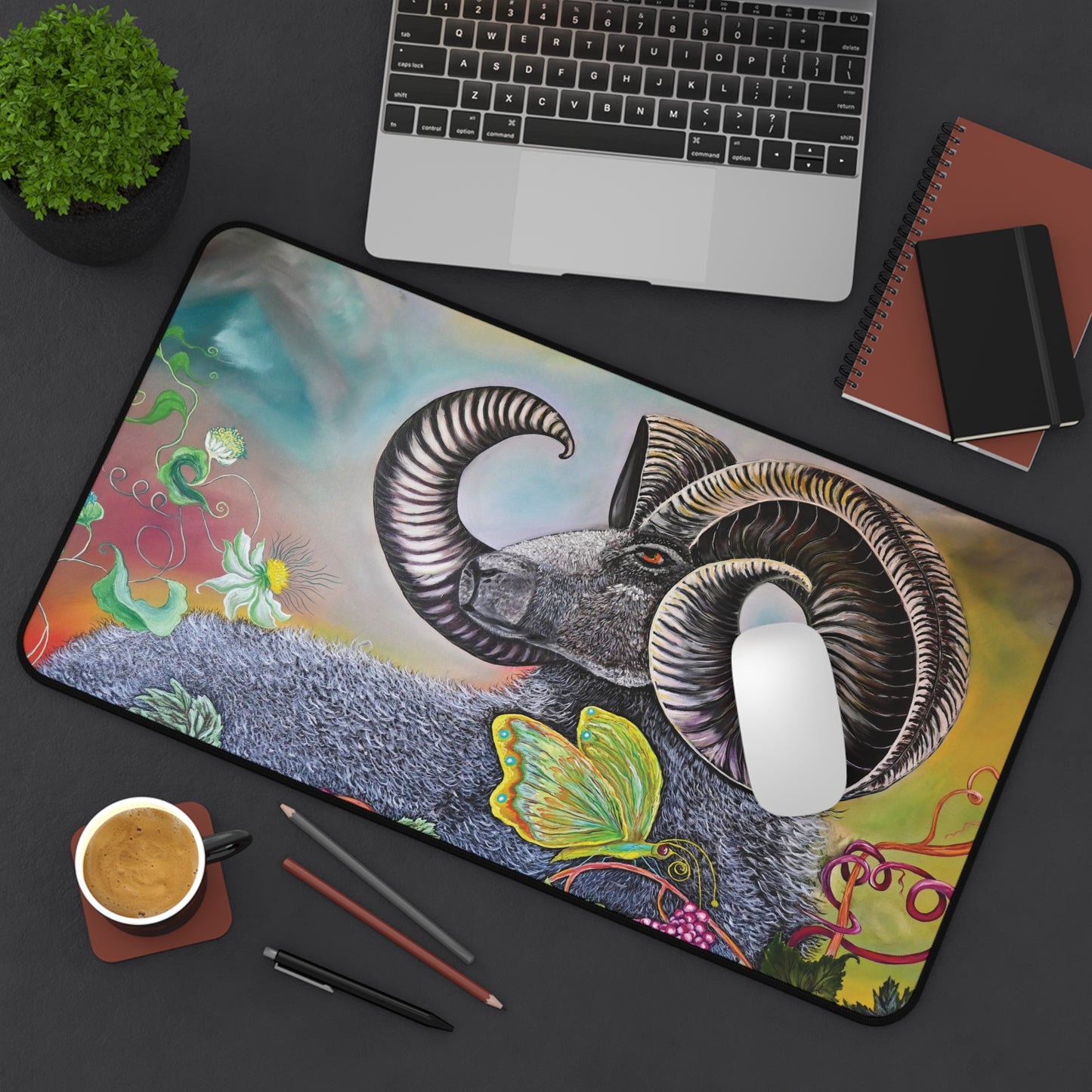 Desk Mat - Ram and Butterfly Design