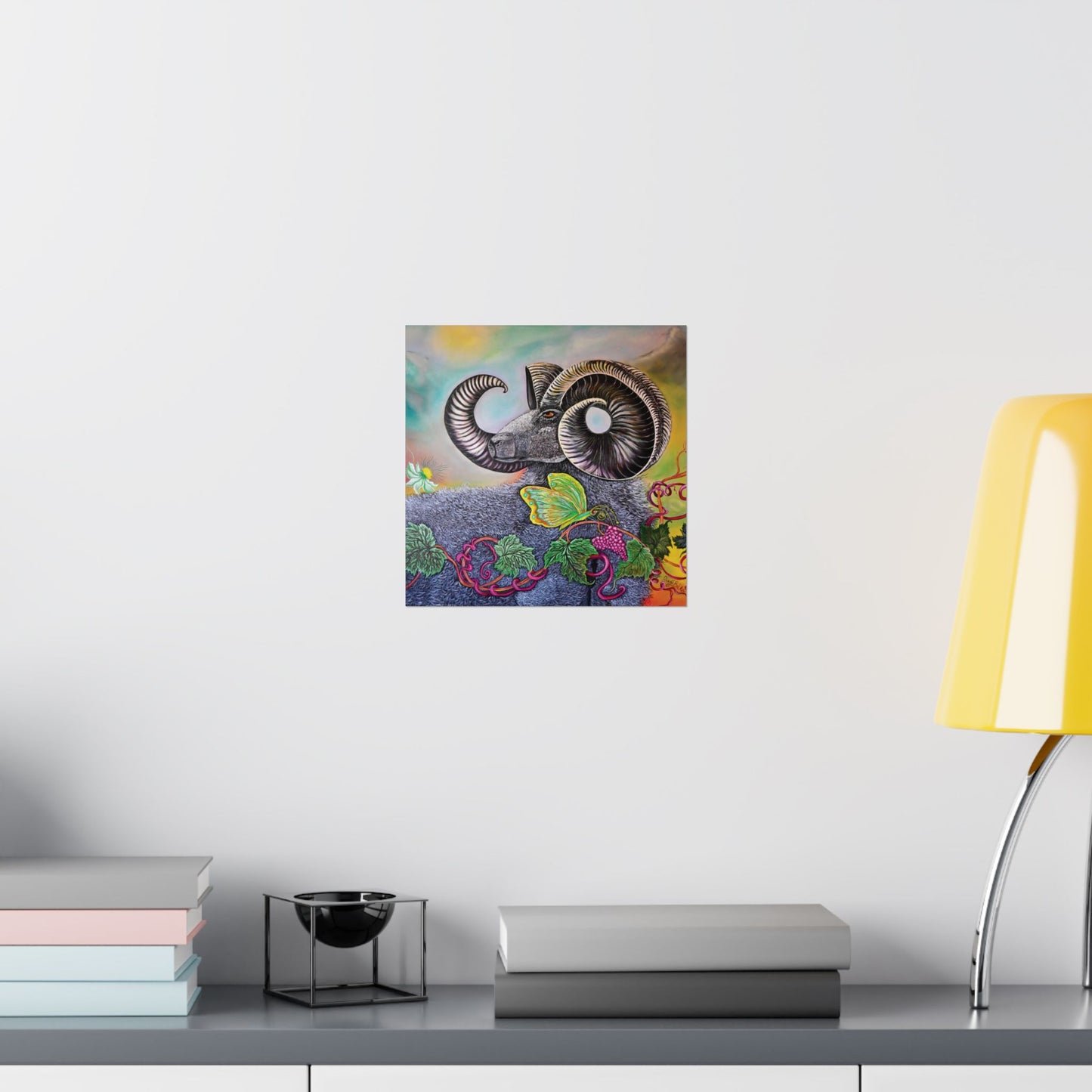 Ram and Butterfly Unframed Matte Poster