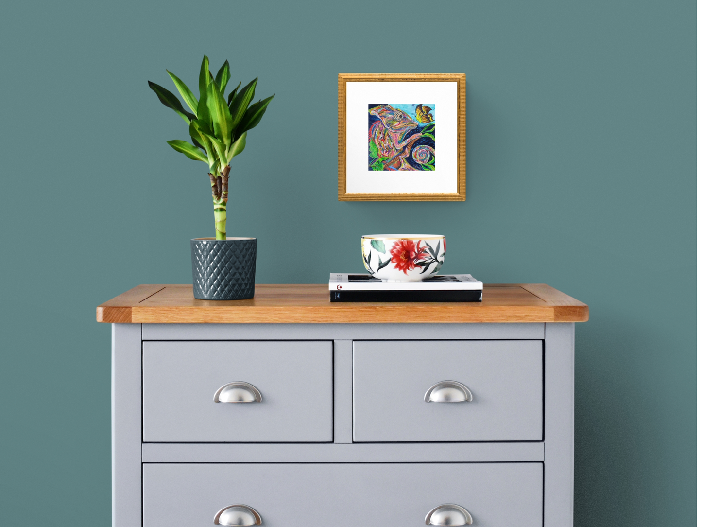 Canvas Print - CHAMELEON AND BUTTERFLY