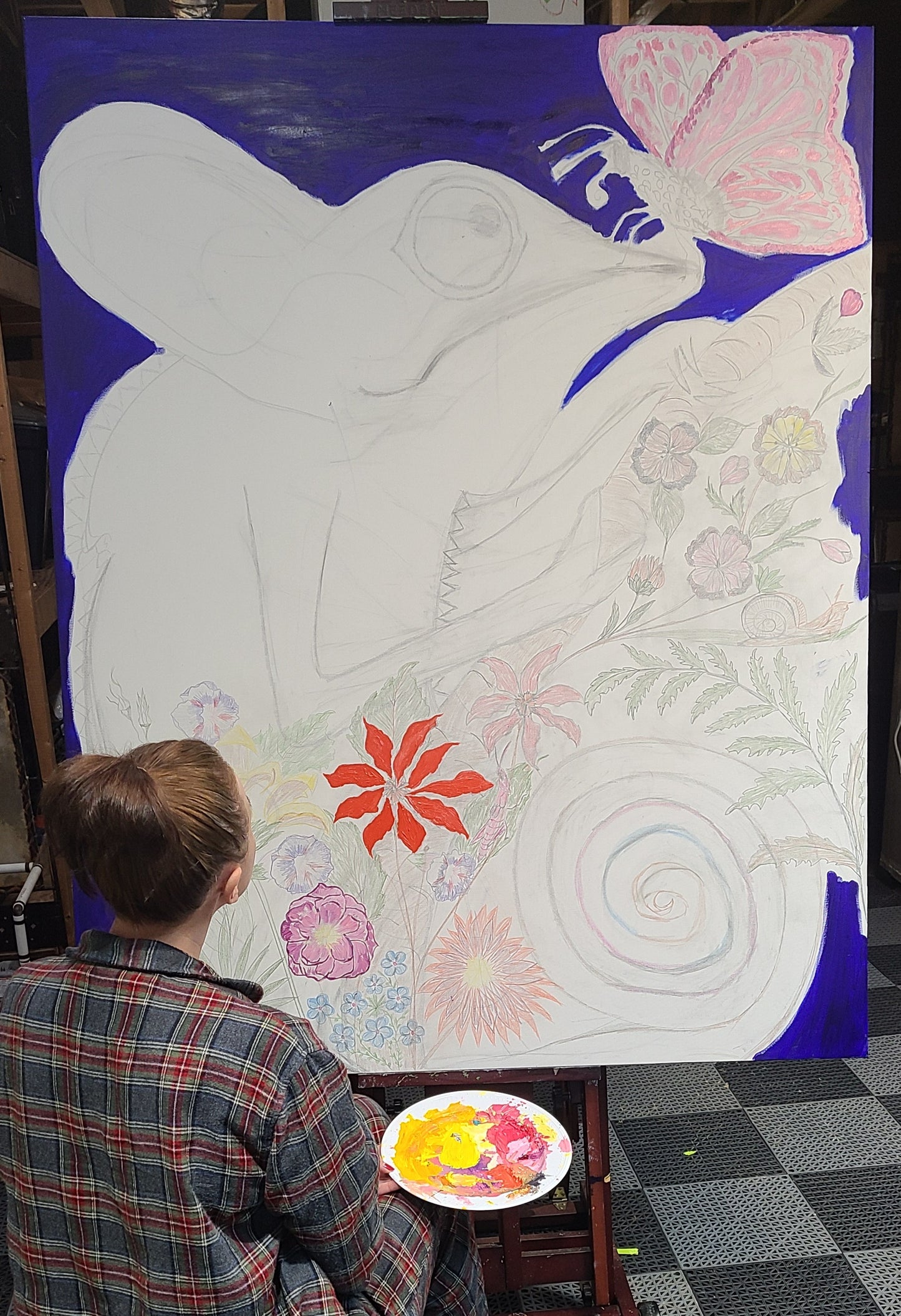 Canvas Print - CHAMELEON AND BUTTERFLY