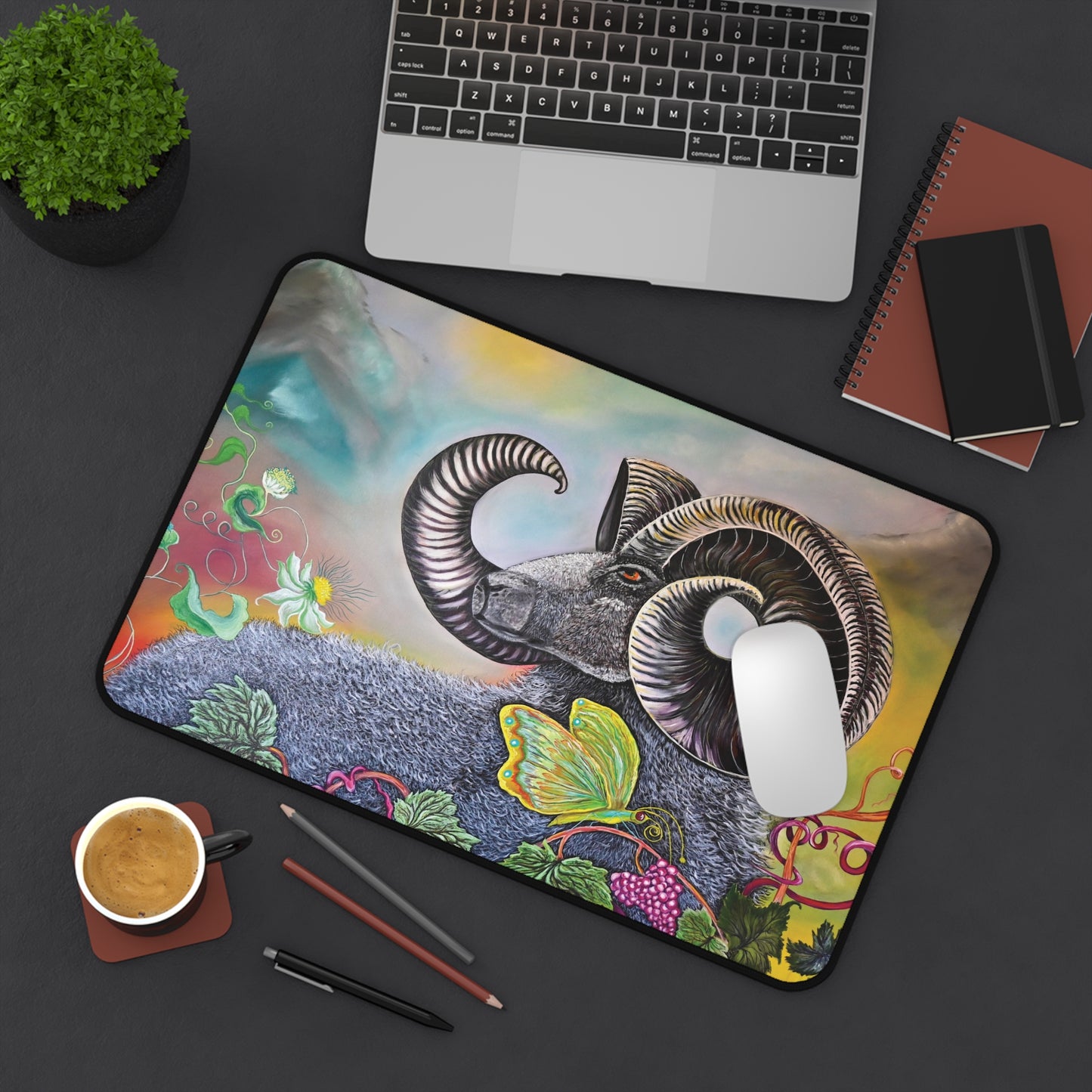 Desk Mat - Ram and Butterfly Design