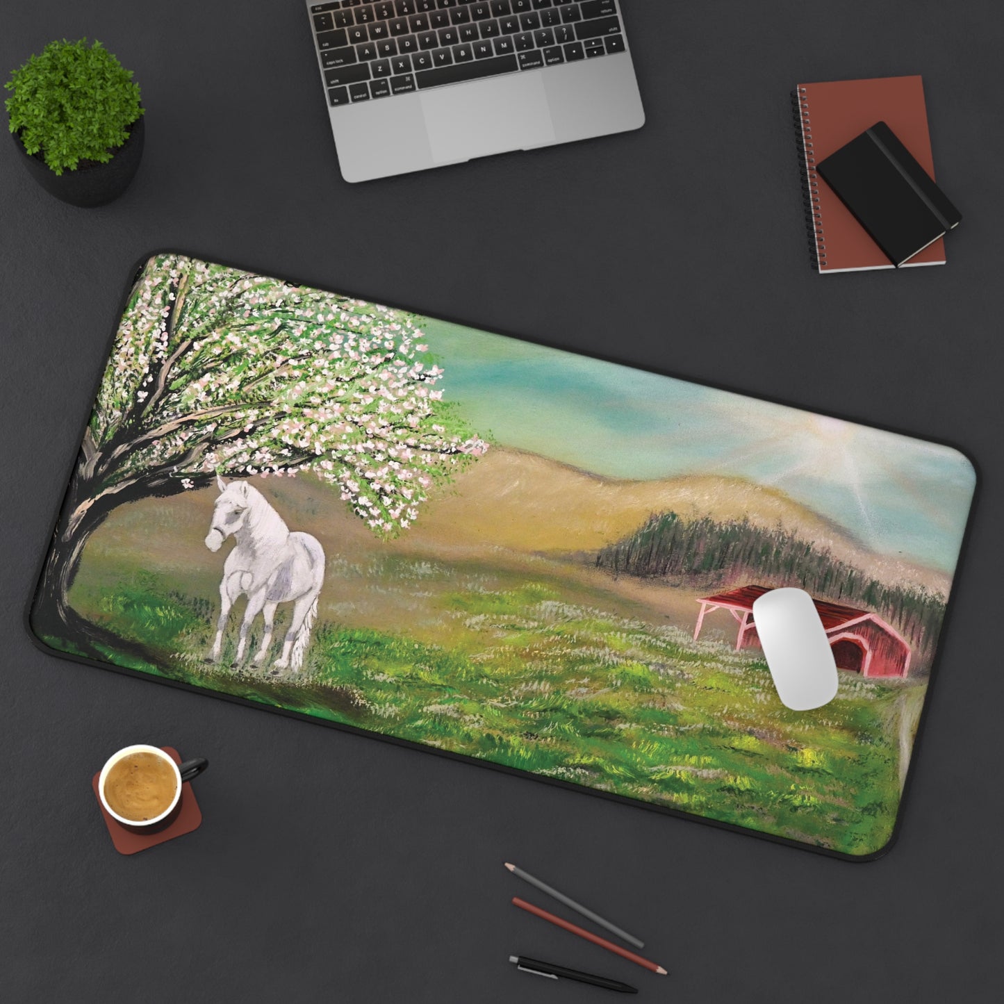 Desk Mat - Elegant Horse Landscape Design