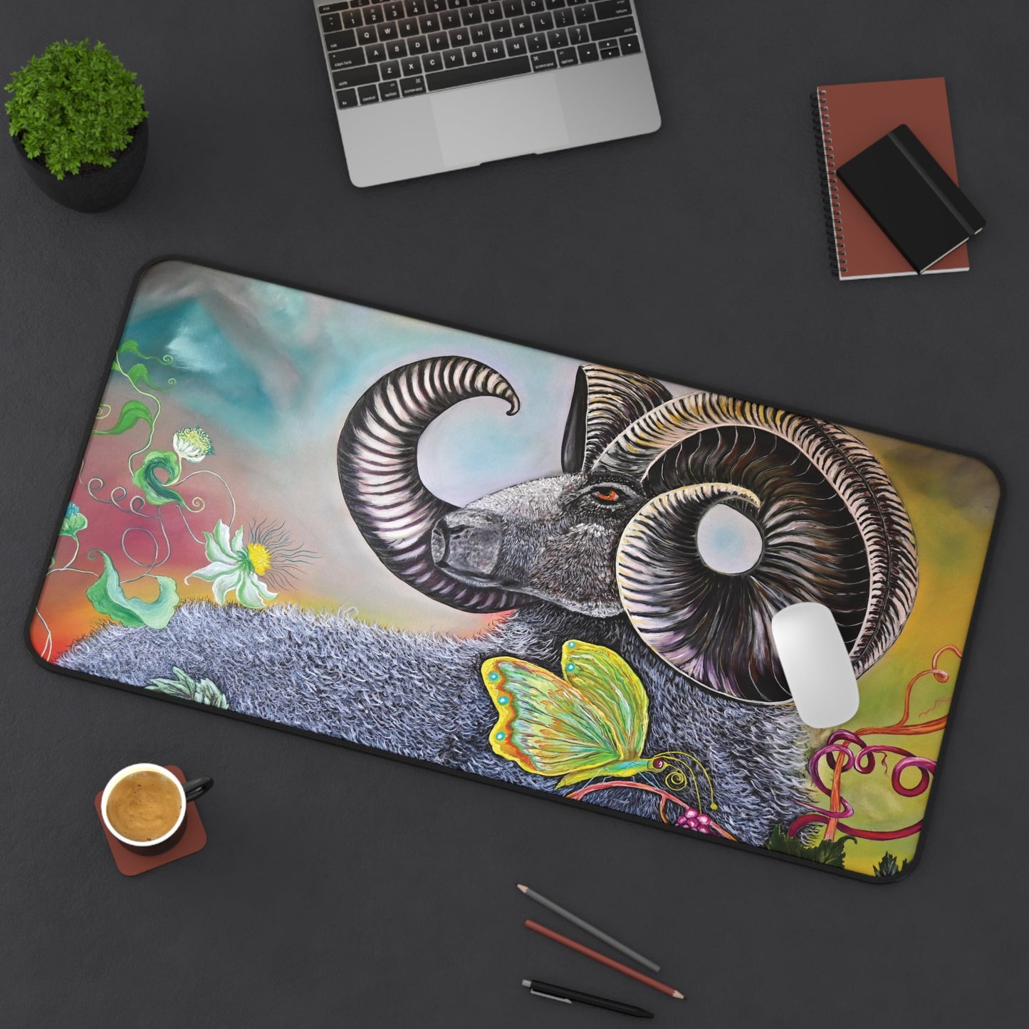 Desk Mat - Ram and Butterfly Design