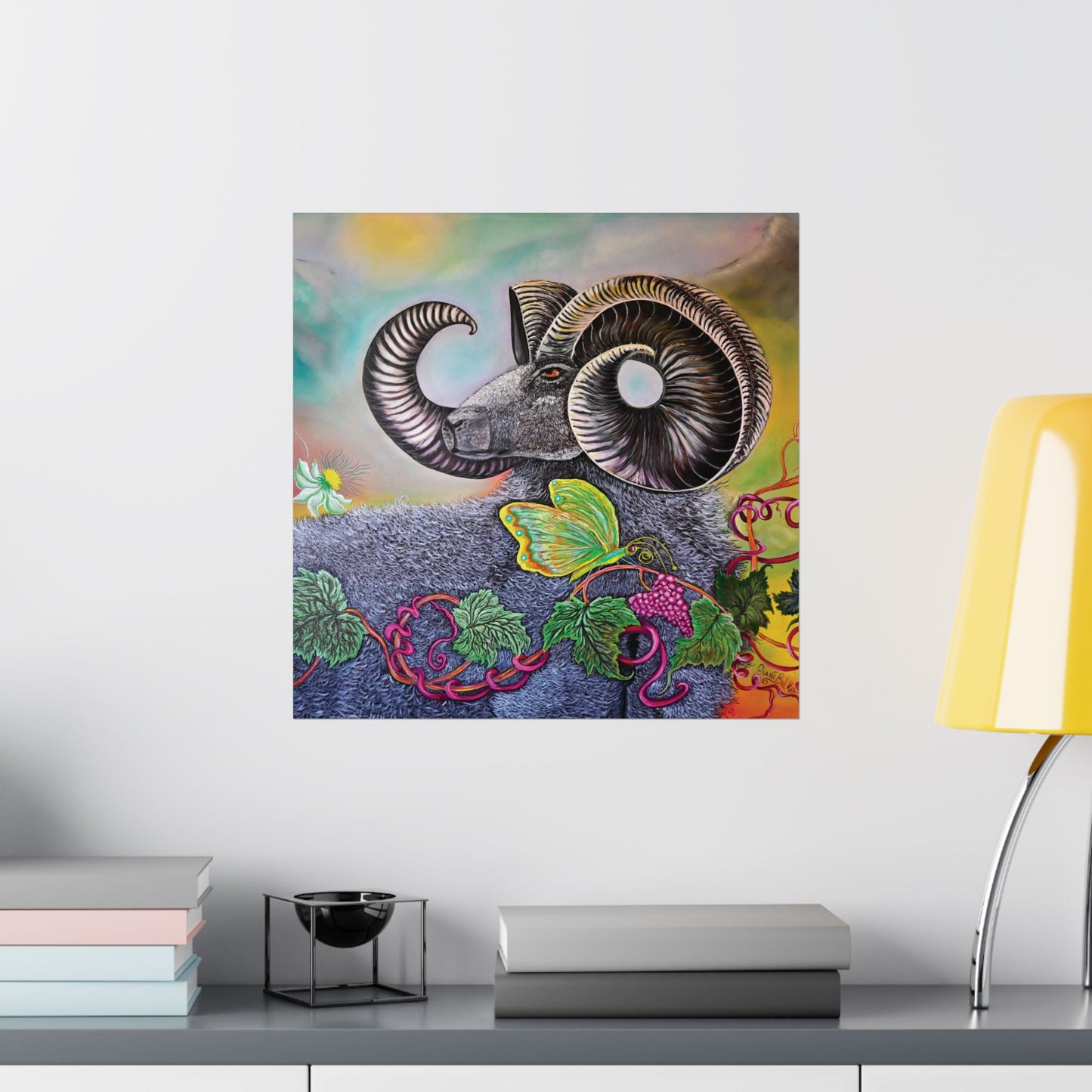 Ram and Butterfly Unframed Matte Poster