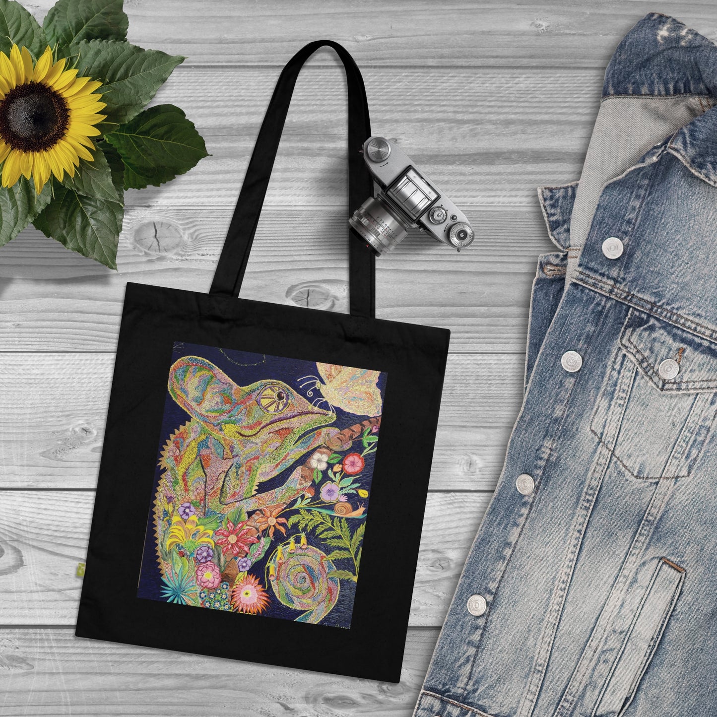 Chameleon and Butterfly Tote Bag