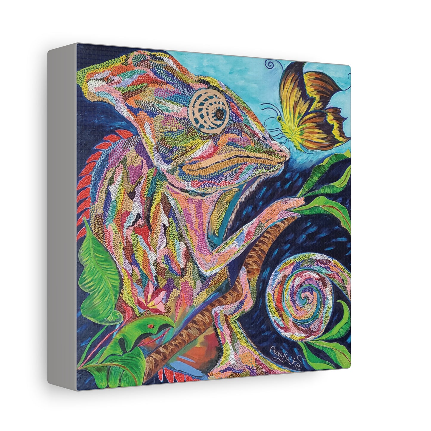 Canvas Print - CHAMELEON AND BUTTERFLY