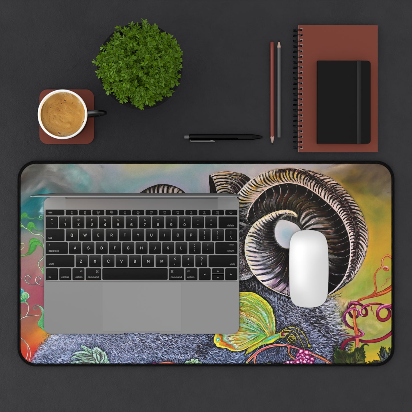 Desk Mat - Ram and Butterfly Design