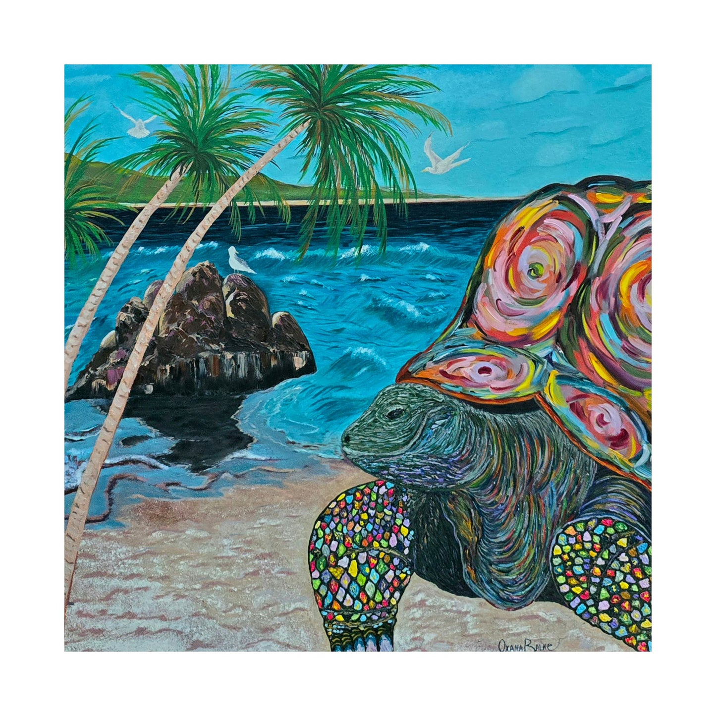 Tropical Turtle Matte Poster
