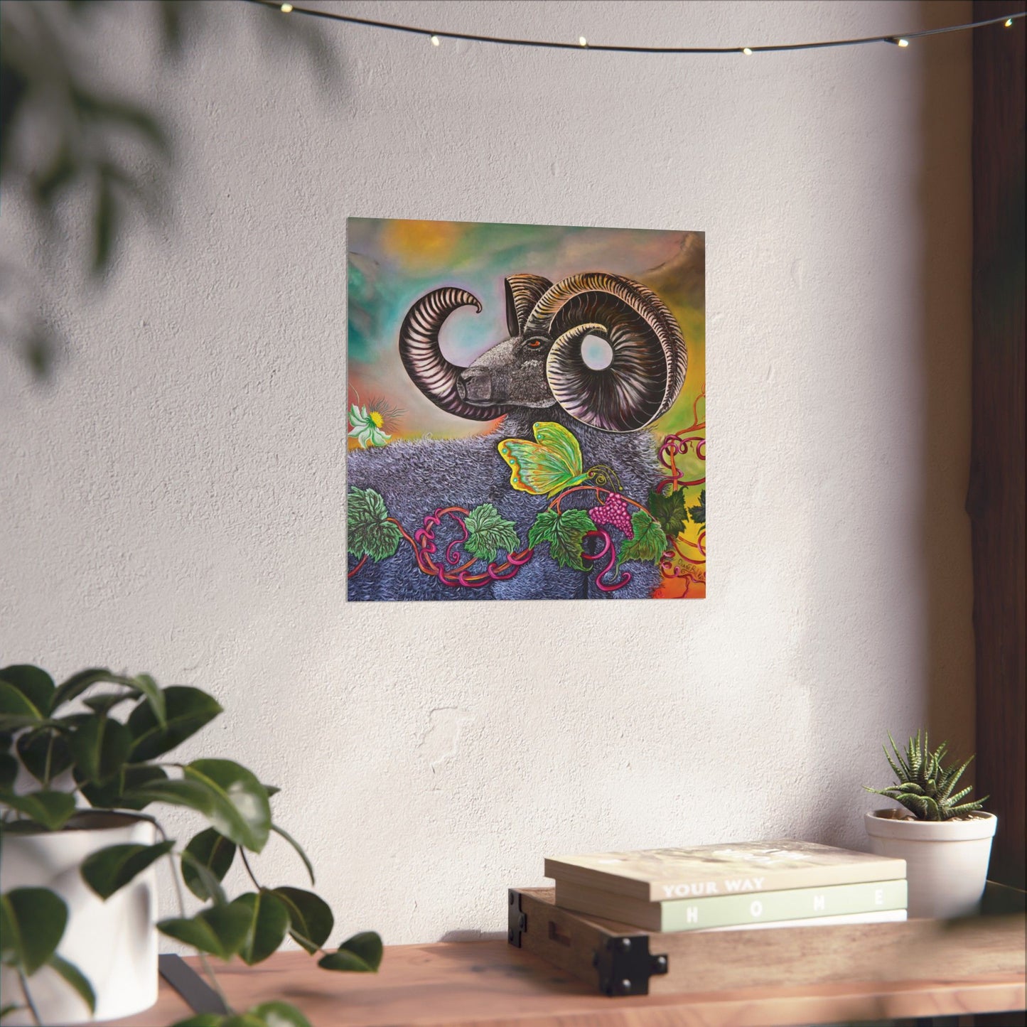 Ram and Butterfly Unframed Matte Poster