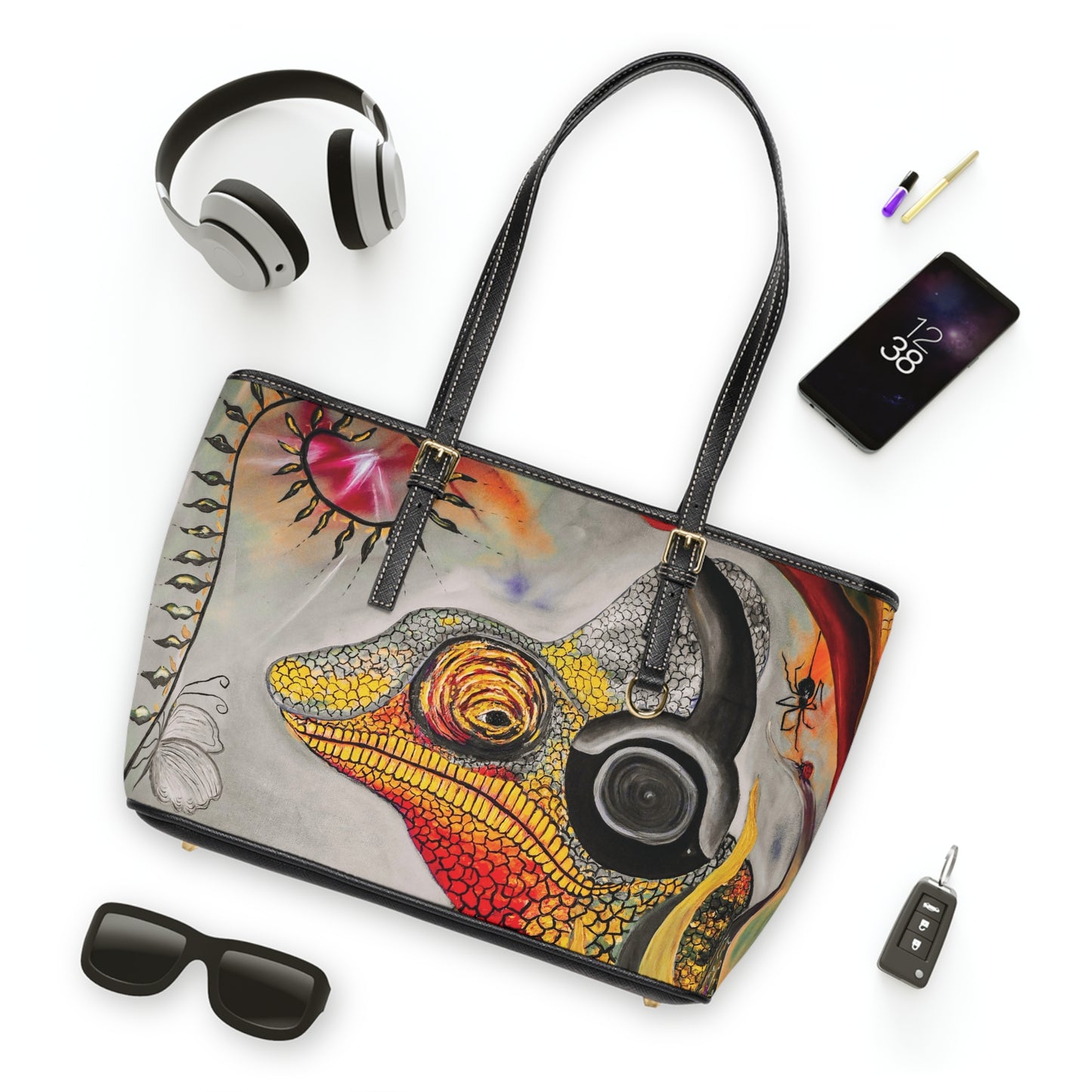 Chameleon's the Fearful Psyche PU Leather Shoulder Bag