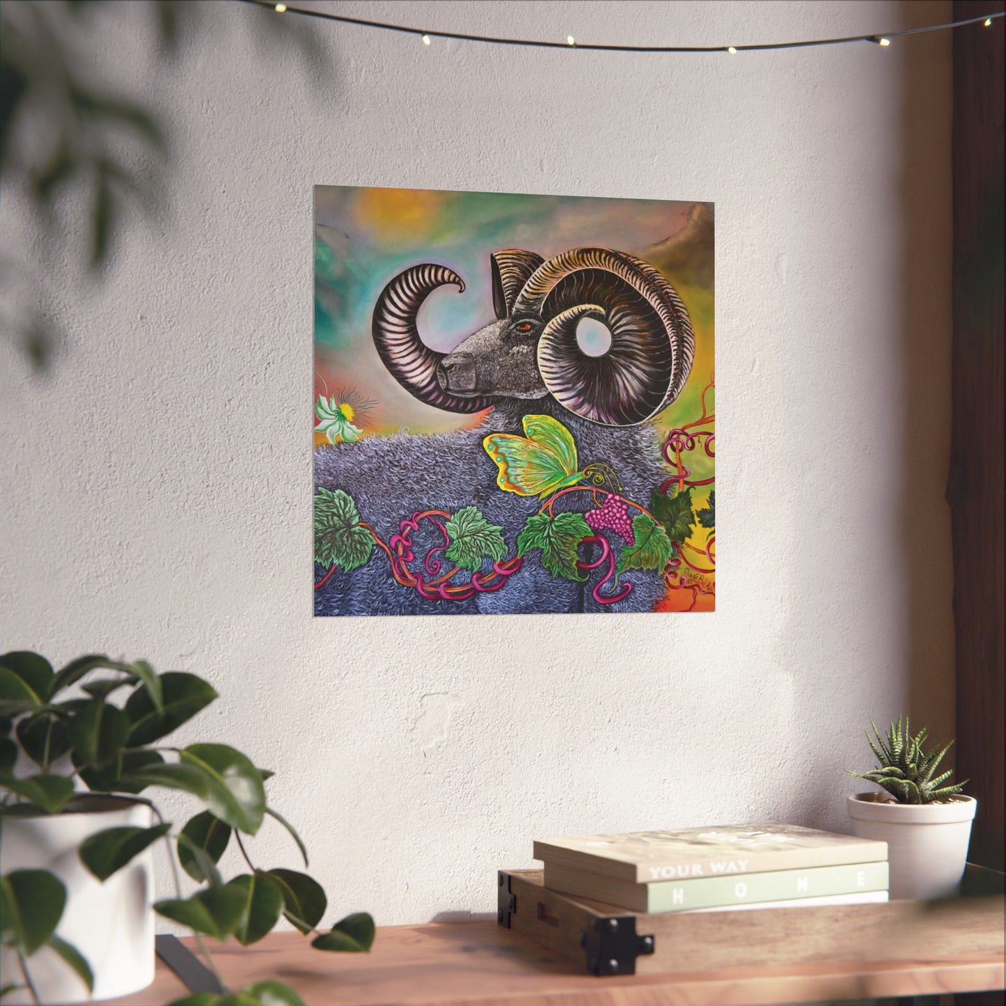 Ram and Butterfly Unframed Matte Poster