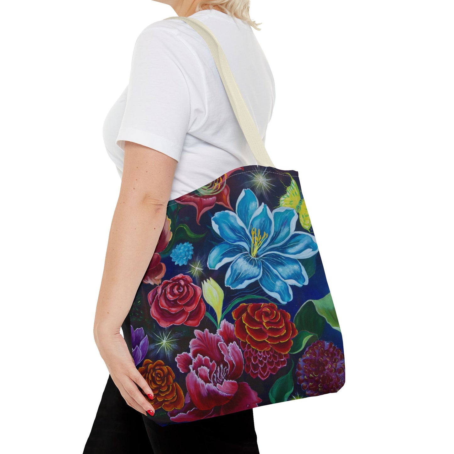 Vibrant All-Over Print Floral Tote Handbag