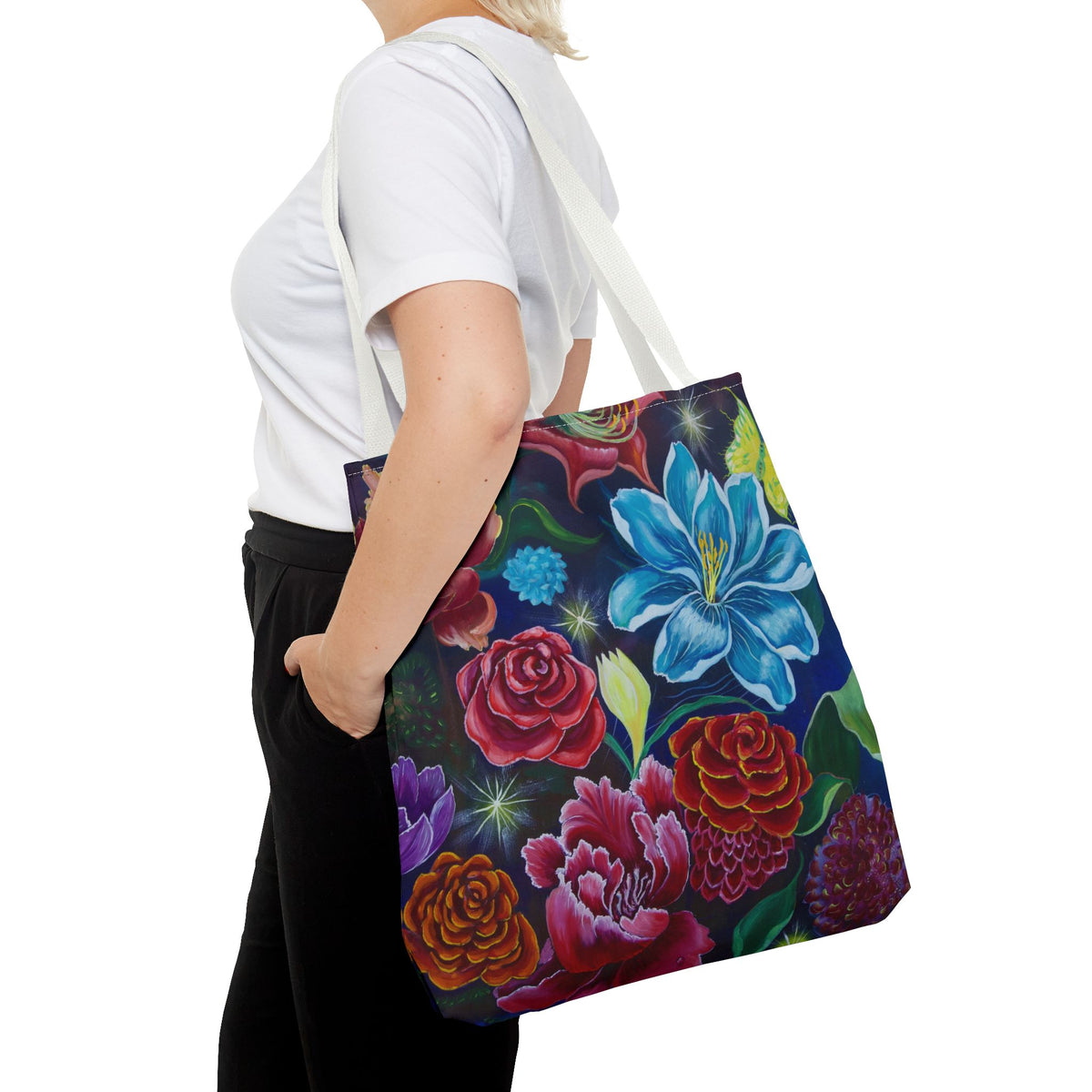 Vibrant All-Over Print Floral Tote Handbag