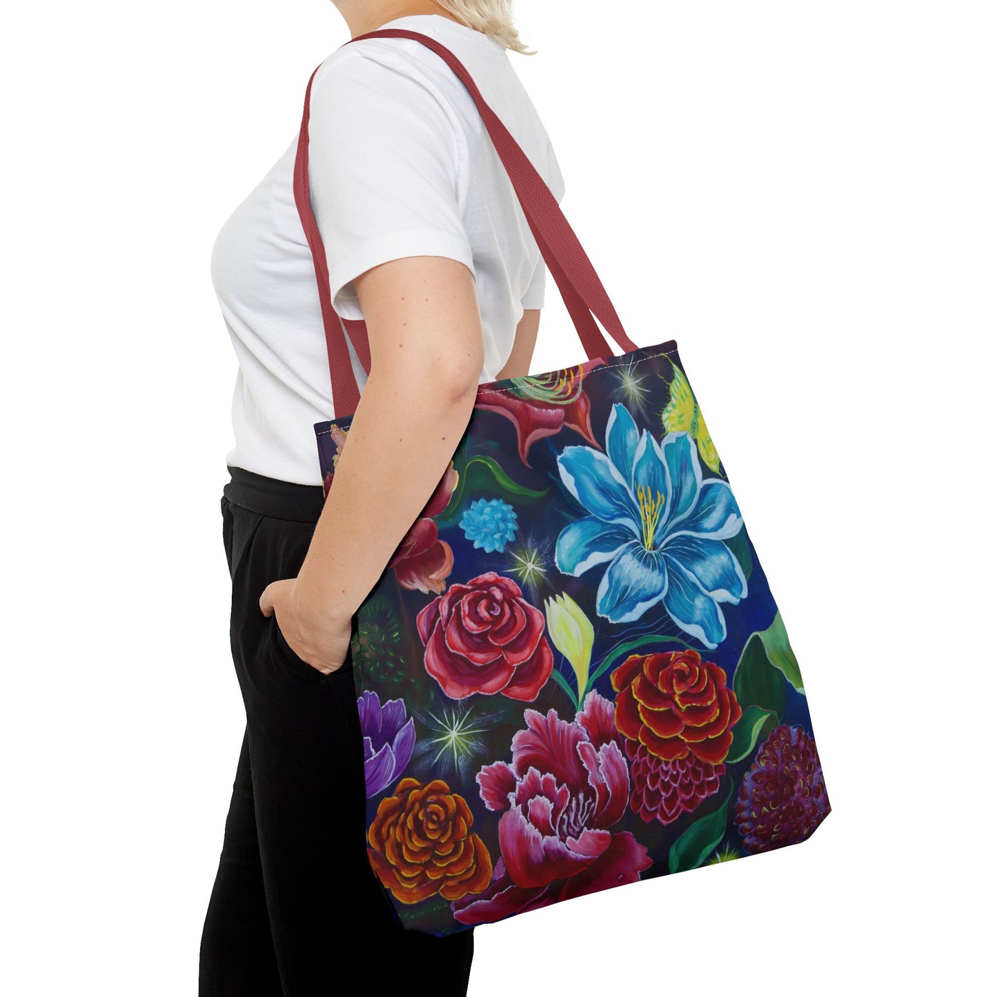 Vibrant All-Over Print Floral Tote Handbag