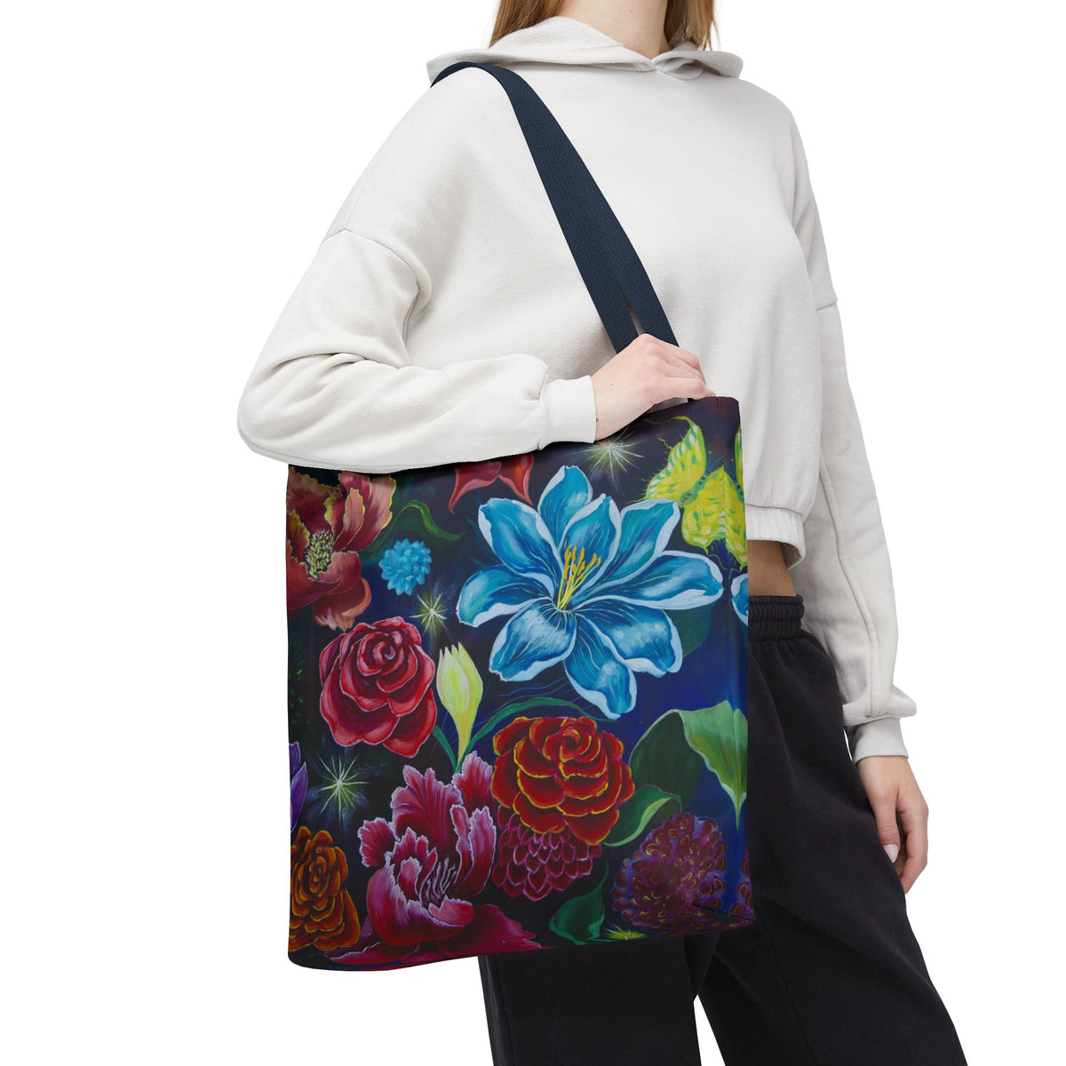 Vibrant All-Over Print Floral Tote Handbag