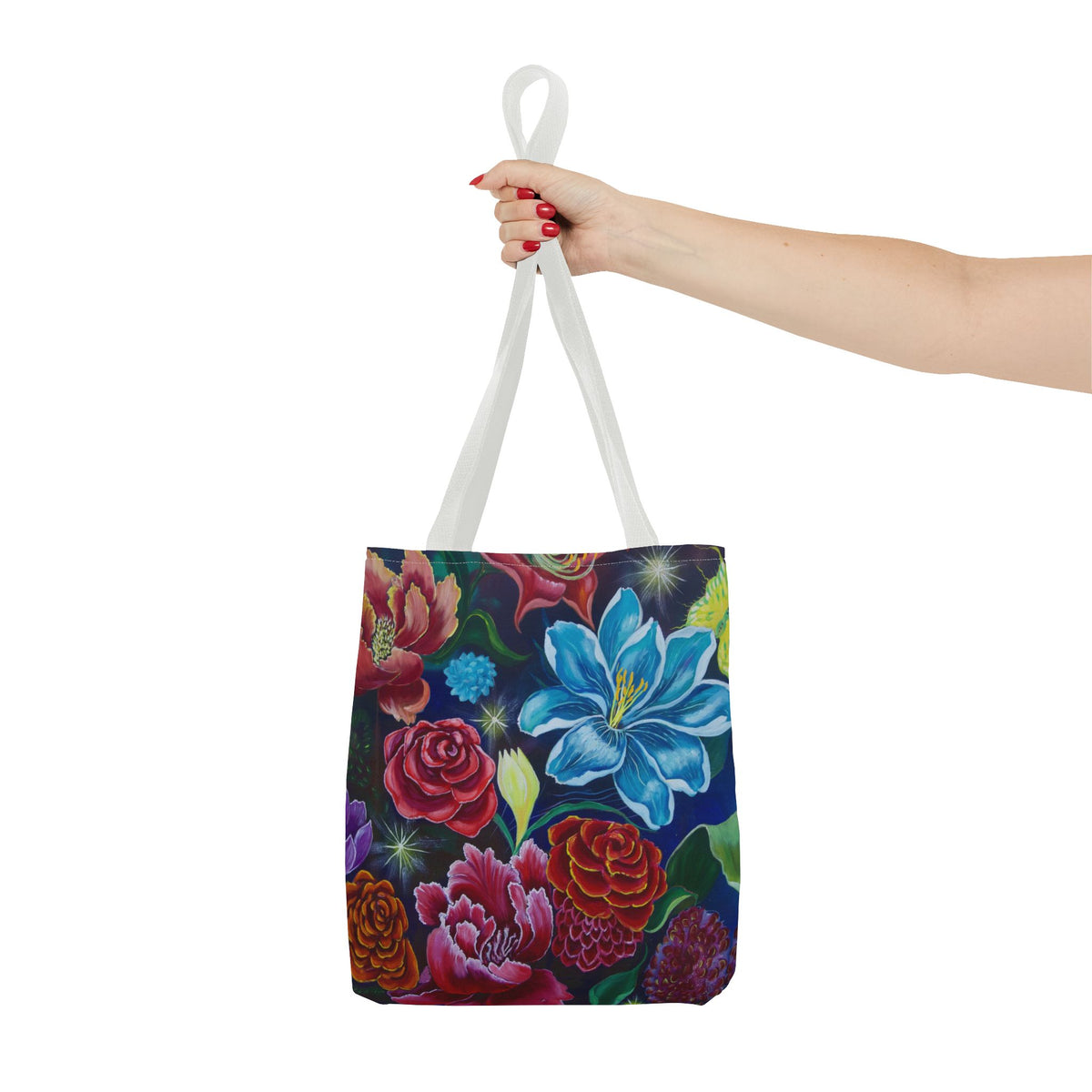 Vibrant All-Over Print Floral Tote Handbag
