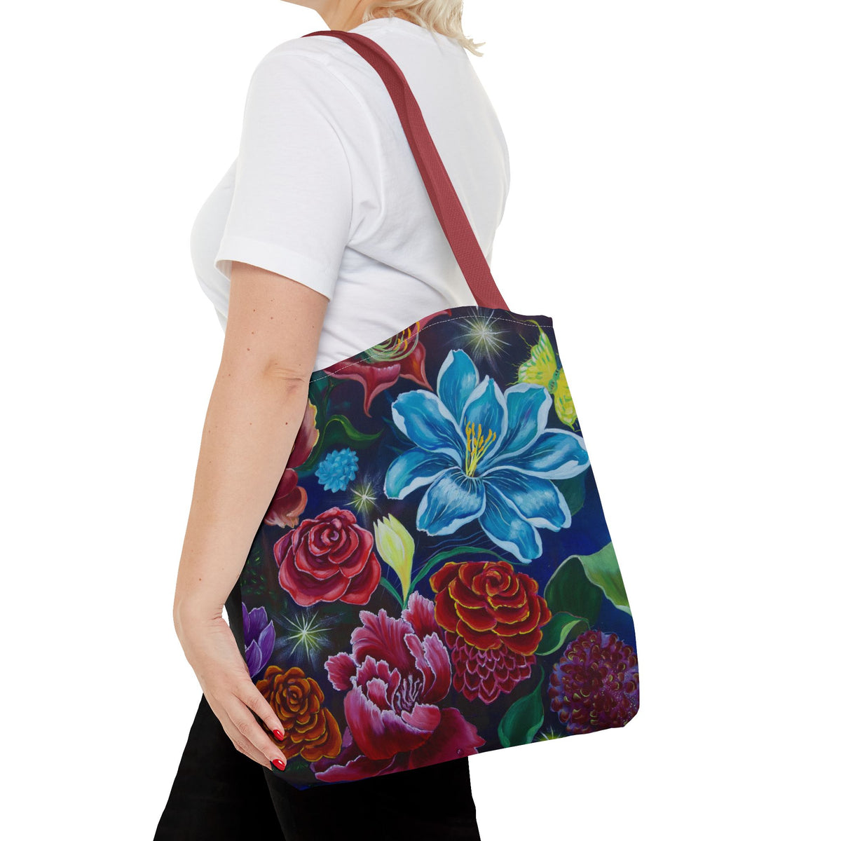 Vibrant All-Over Print Floral Tote Handbag