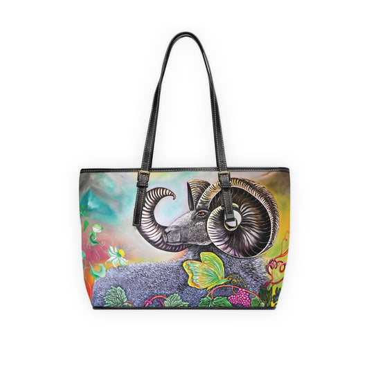 Ram and Butterfly PU Leather Shoulder Bag