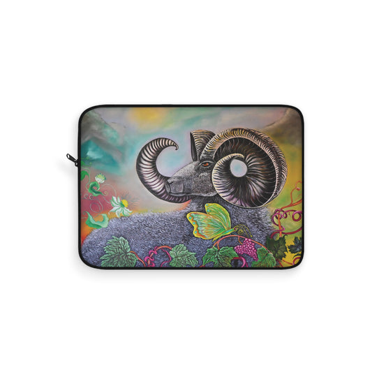 Colorful Ram Laptop Sleeve with Floral  and Butterfly