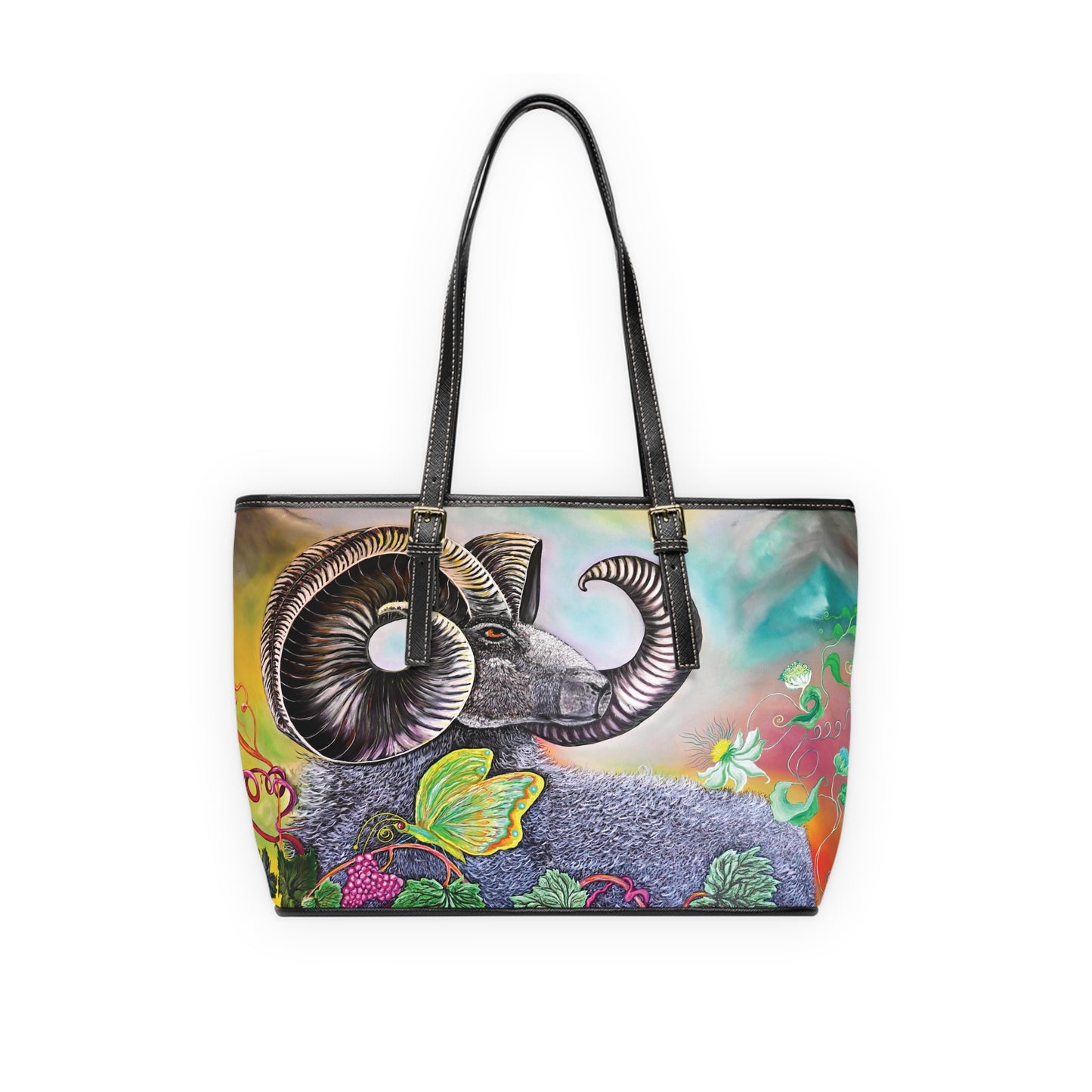 Ram and Butterfly PU Leather Shoulder Bag