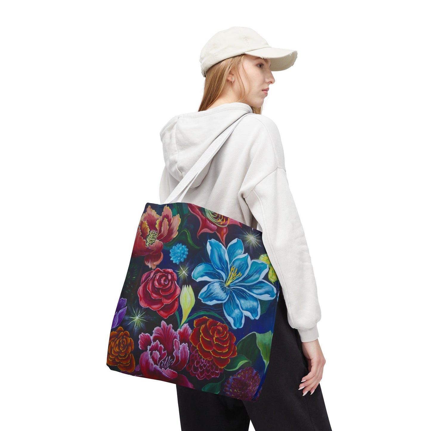 Vibrant All-Over Print Floral Tote Handbag