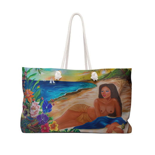 Tropical Beach Weekender Bag — Hawaiian Hula Girl Floral Travel Tote
