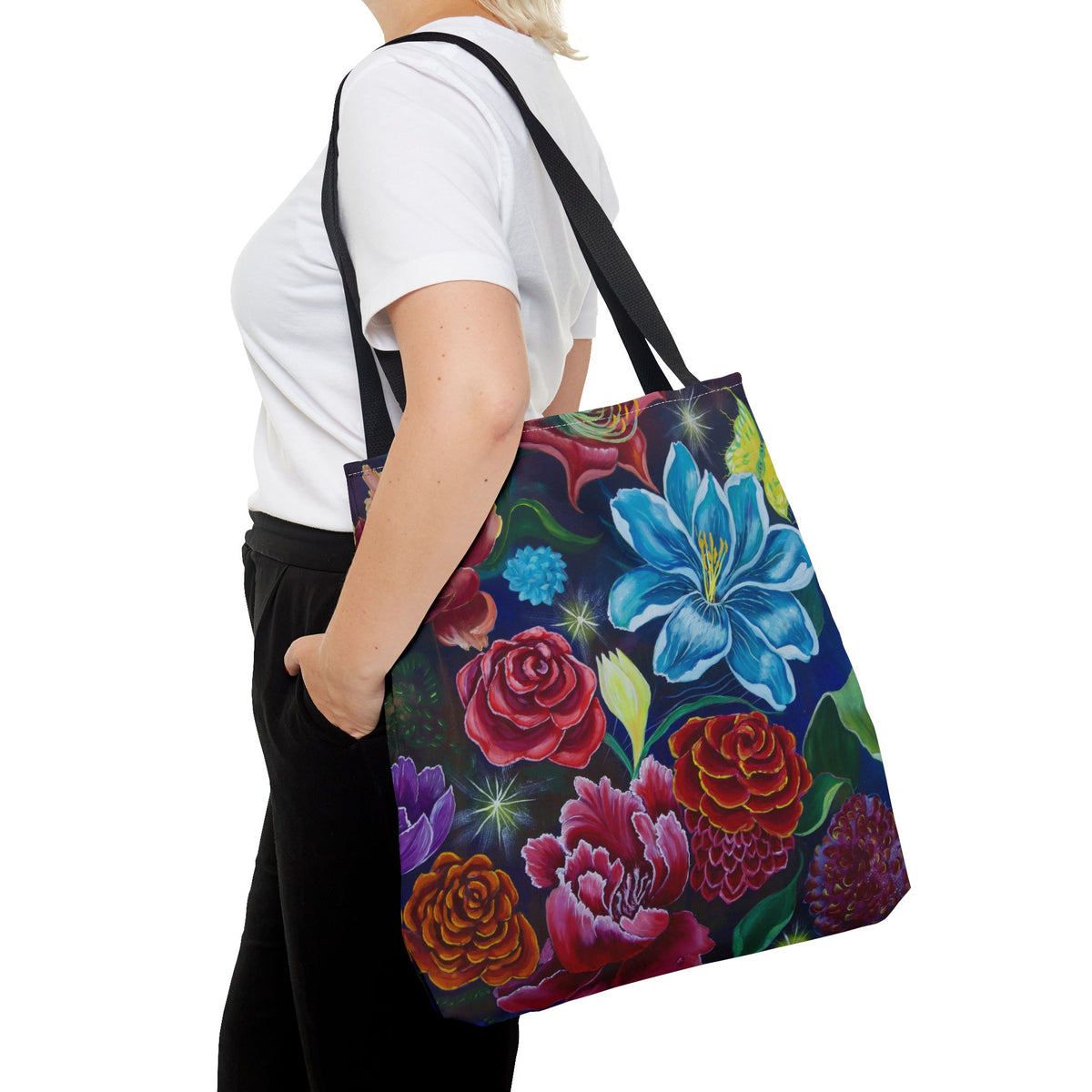 Vibrant All-Over Print Floral Tote Handbag