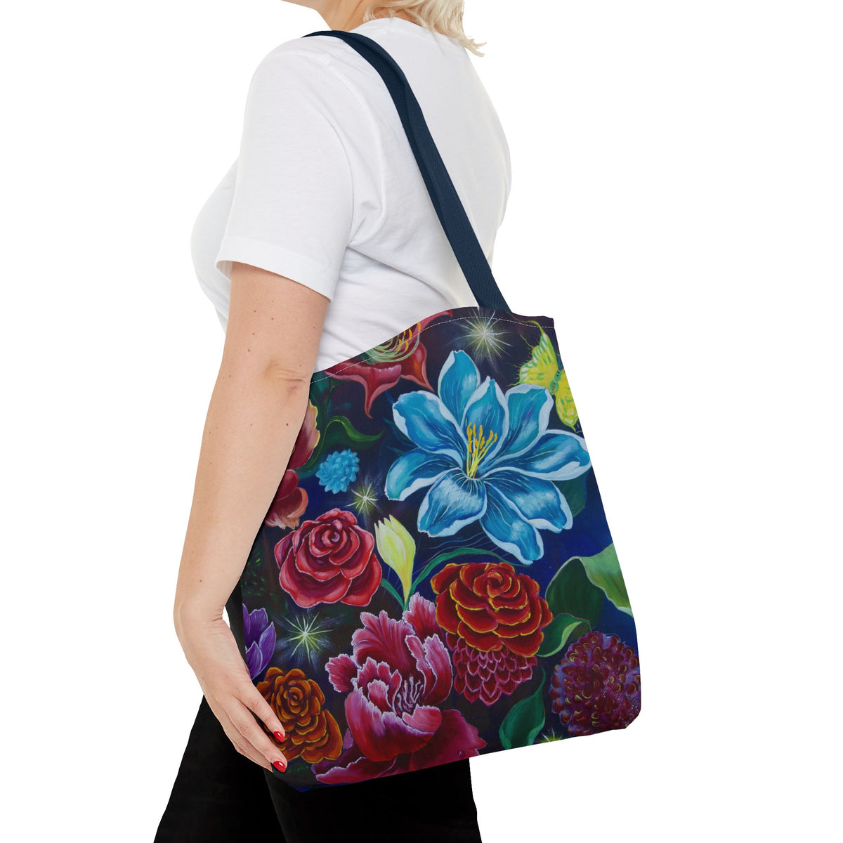 Vibrant All-Over Print Floral Tote Handbag