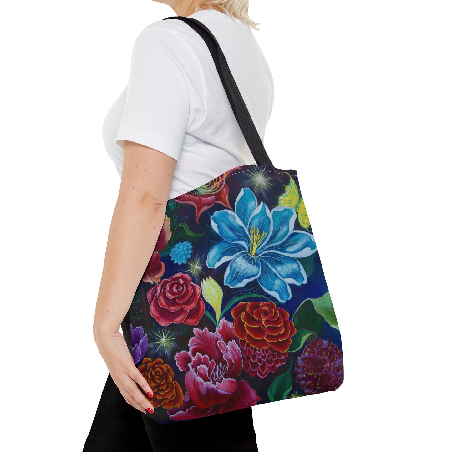 Vibrant All-Over Print Floral Tote Handbag