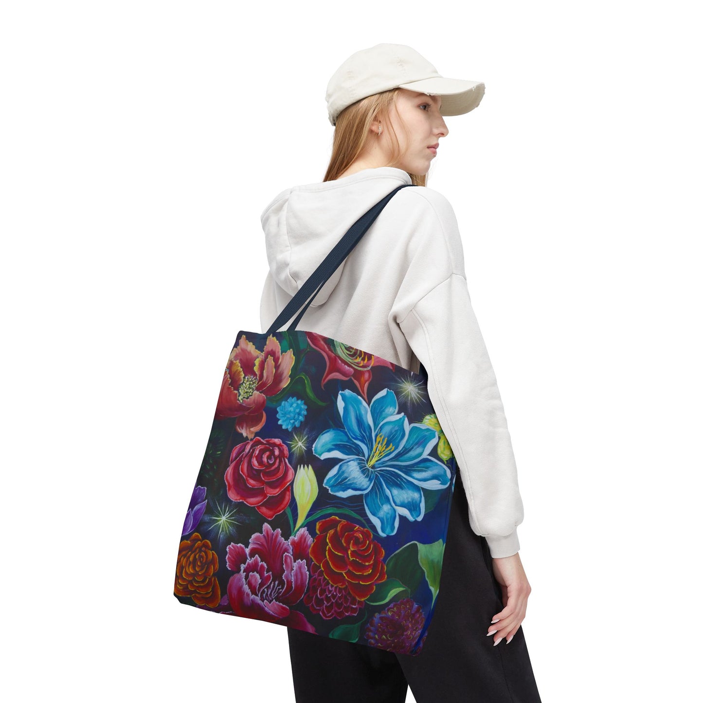 Vibrant All-Over Print Floral Tote Handbag