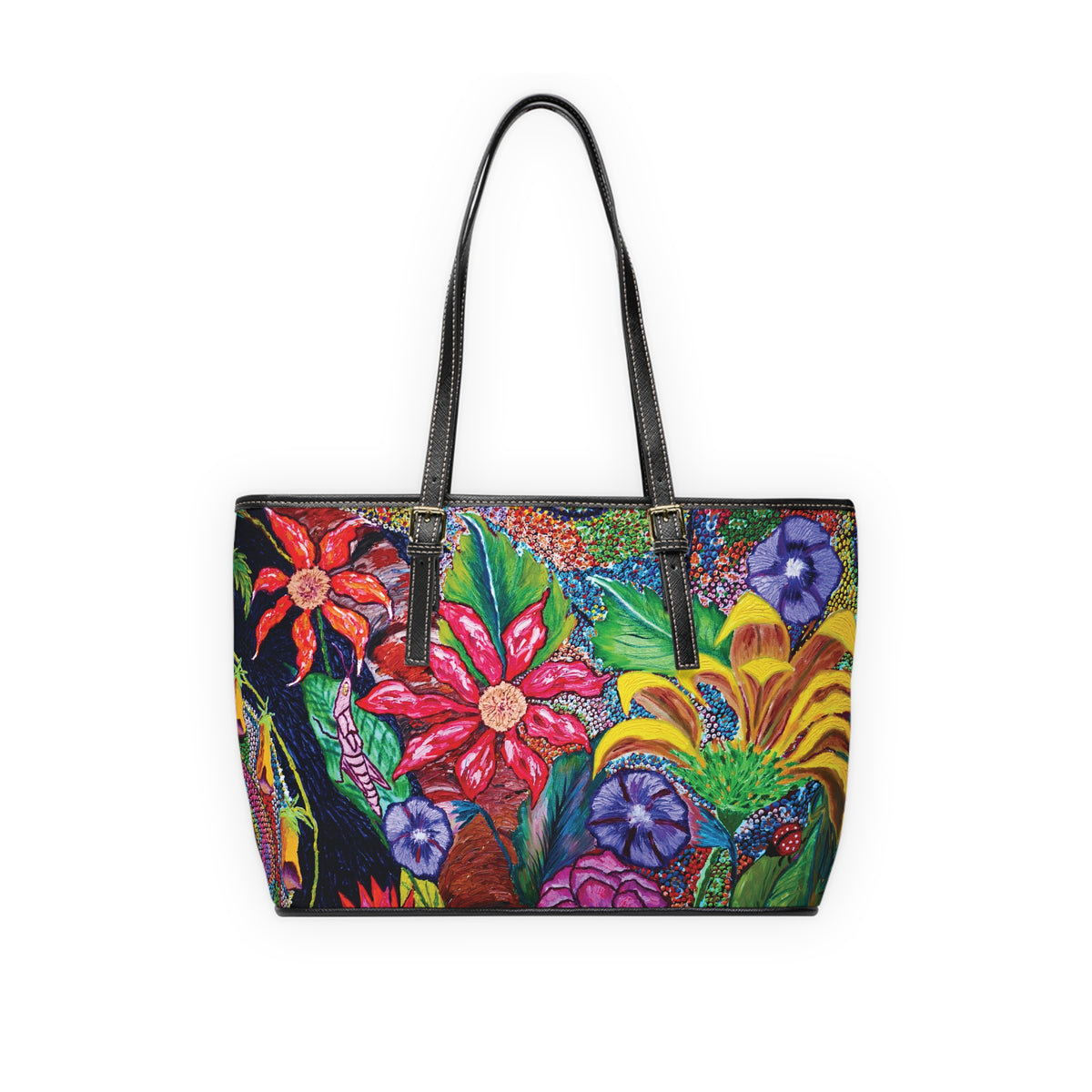 Vibrant Floral PU Leather Shoulder Bag