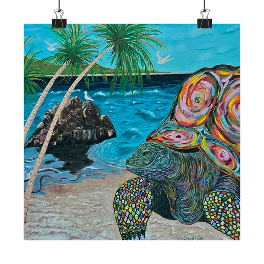Tropical Turtle Matte Poster