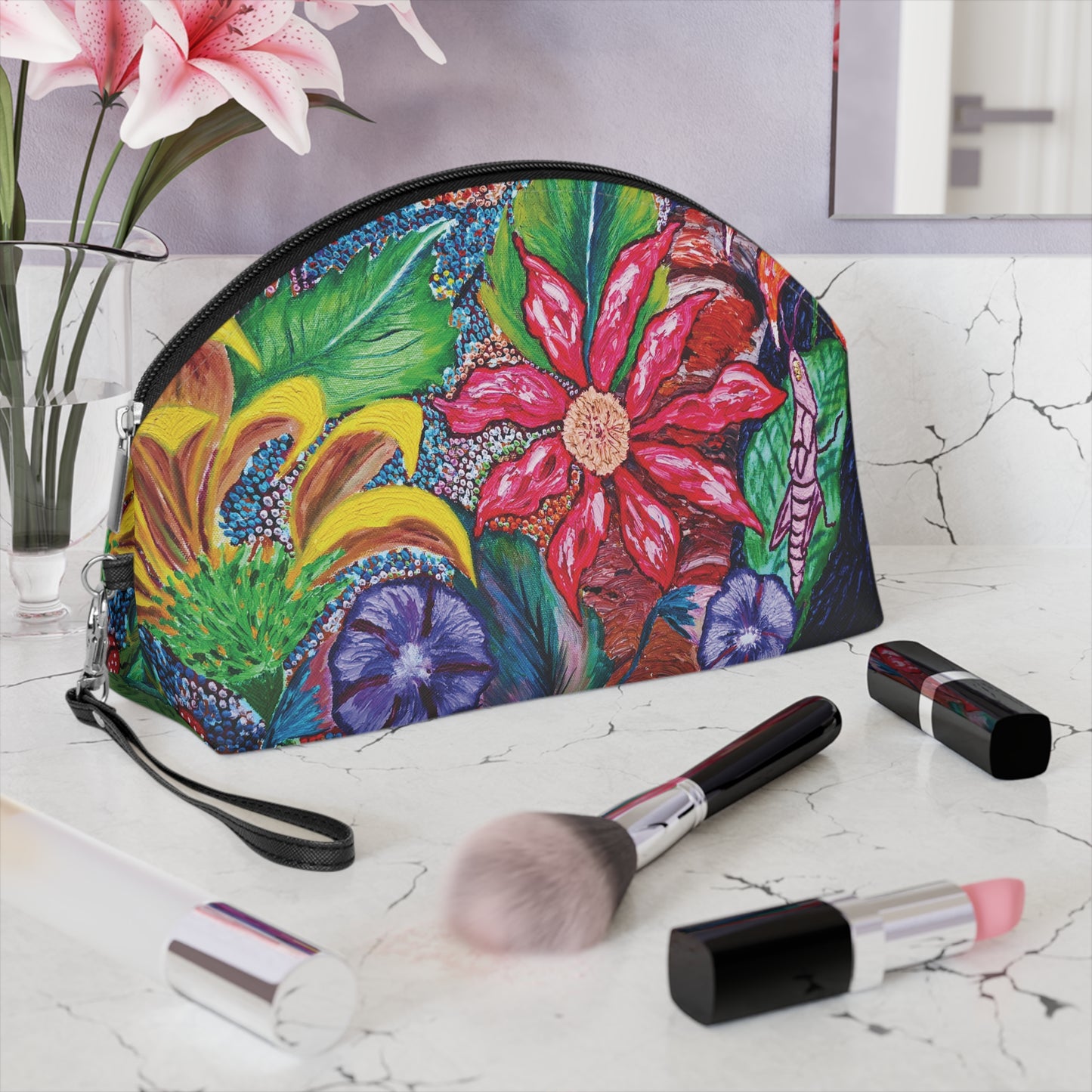 Colorful Floral Makeup Bag