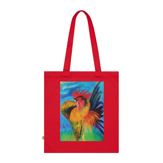 Colorful Rooster Organic Cotton Tote Bag