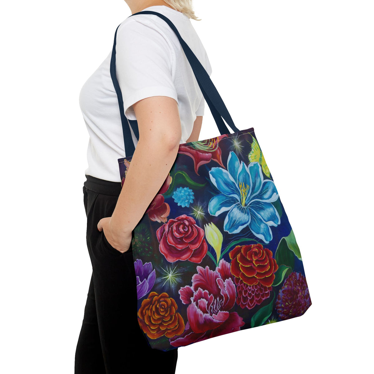 Vibrant All-Over Print Floral Tote Handbag