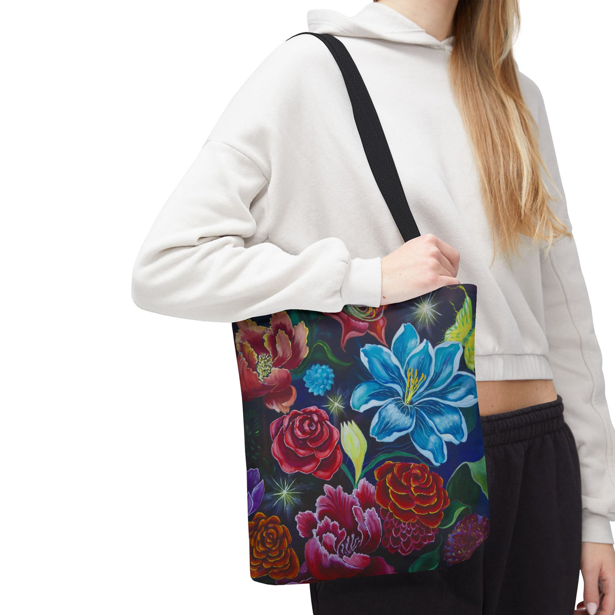 Vibrant All-Over Print Floral Tote Handbag