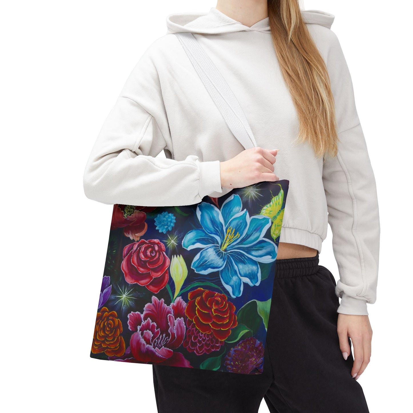 Vibrant All-Over Print Floral Tote Handbag